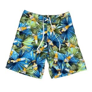 Corona tropical beer print men’s swim trunks board shorts Sz 32